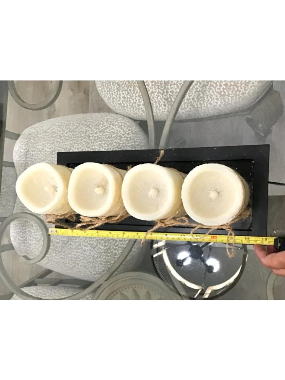 DECORATIVE TRAY HOLDER WITH 4 CANDLES BATTERY OPERATED (BATTERIES NOT INCLUDED)